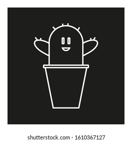 vector cactus shaped icon with smiley face