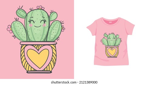 Vector cactus and slogan for textile and industrial product prints. For t-shirt and poster.