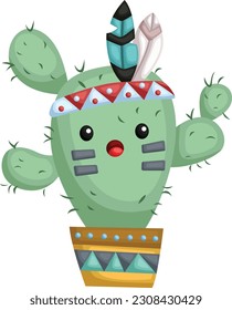 a vector of cactus in tribal style