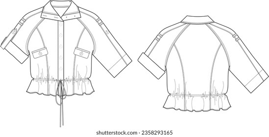vector cad drawing front and back