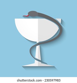 Vector caduceus medical symbol flat icon. Eps10.