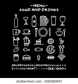 Vector cafe, bar, pub, restaurant template doodle graphic