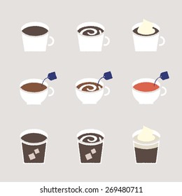 Vector Cafe drink Handwritten like Illustration Icon set