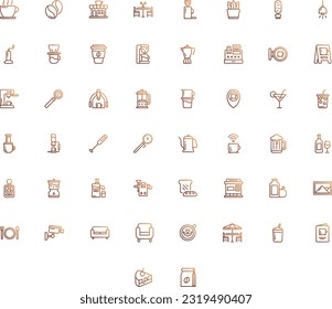 Vector of Cafe Icon Set Gradient. Perfect for user interface, new application.