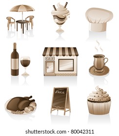 Vector cafe icon set isolated on white background.