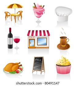 Vector cafe icon set isolated on white background.