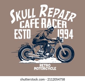 vector cafe racer bike illustration for t shirts print