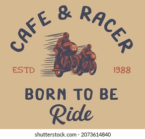 vector cafe racer motorbike race illustration for retro t shirt print