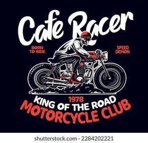 vector cafe racer motorcycle print 