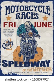 vector cafe racer posters and skeleton rider