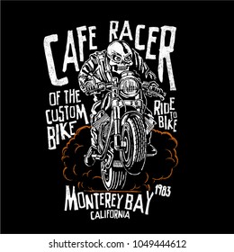 vector cafe racer skeleton rider illustration