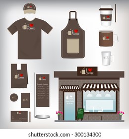 Vector Cafe Shop Set can be used for Layout, Flyer, banner, uniform, package, infographics, template.