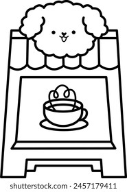 a vector of a cafe sign in black and white coloring