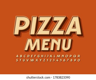Vector cafe template Pizza Menu. Elegant style Font for restaurant. Retro Alphabet Letters and Numbers