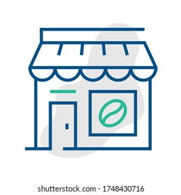 Vector cafeteria icon in trendy minimal line style. Thin linear real estate sign for UI button. Contour coffeeshop icon or cyber small business symbol. Outline emblem of commercial estate concept.