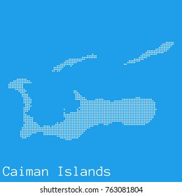 Vector Caiman Islands  map silhouette dotted on blue background