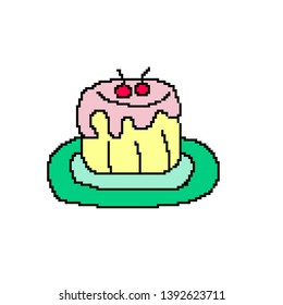 vector cake concept in pixel art
