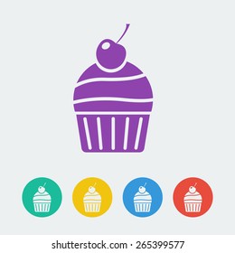 Vector cake flat button. File format eps 10.