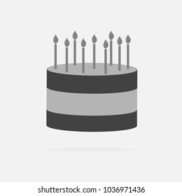 Vector cake icon. Cake with candles