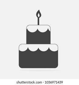 Vector cake icon. Cake with candles