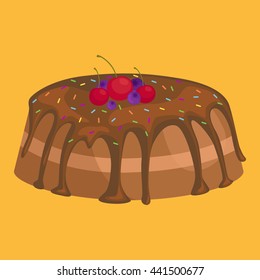 Vector cake icon set, Birthday food, sweet dessert, isolated illustration.