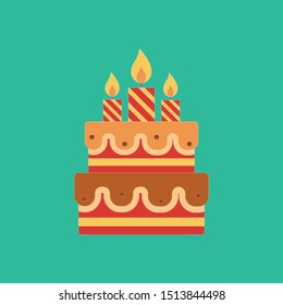 vector cake icon - sweet food illustration, birthday dessert symbol