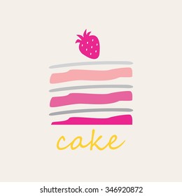 Vector of Cake Image with Strawberry