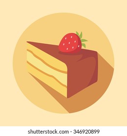 Vector of Cake Images with Strawberry in peach Background