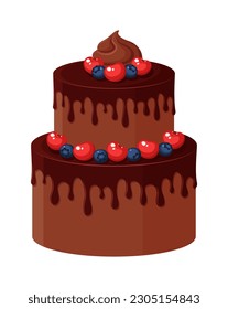 Pastel de vectores aislado en fondo blanco