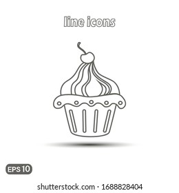 Vector cake linear icon, cupcake. Modern simple flat icon for website design, logo, application, user interface. Vector EPS10