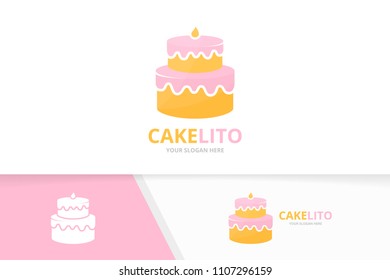 Vector cake logo combination. Pie symbol or icon. Unique cupcake logotype design template.