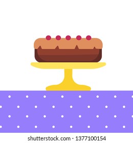 Vector cake on the dot colorful and white background 
