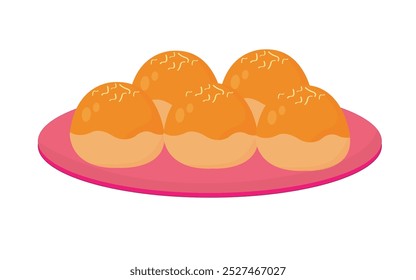 vector cake on a plate, Indonesian cake called nastar with pineapple jam