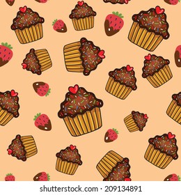 Vector cake pattern gift paper, wallpaper