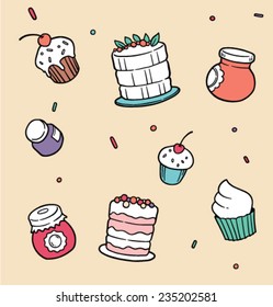 Vector Cake Seamless Pattern