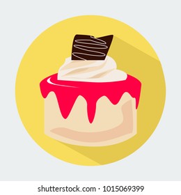 Vector of Cake. Sign Icon On Yellow Background. Cake Icon.