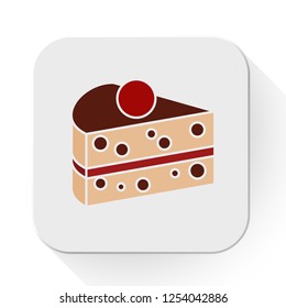 vector cake slice icon. Flat illustration of cake. dessert cake isolated on white background. sweet dessert sign symbol