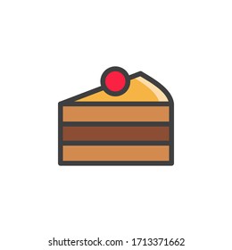 vector cake slice icon. Flat illustration of cake. dessert cake isolated on white background. sweet dessert sign symbol.vector icon of cake slice.
 
