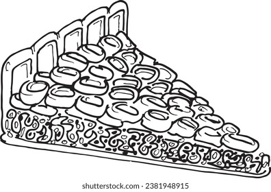 Vector hace una ilustración de pastel de queso en placa. Dibujo de estilo vintage aislado sobre fondo blanco.