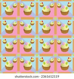 Vector cakes food work designs fabric patterns. There are patterns that can be connected to every part of the line. Can be used to make fabric patterns, curtains, covers or gift paper