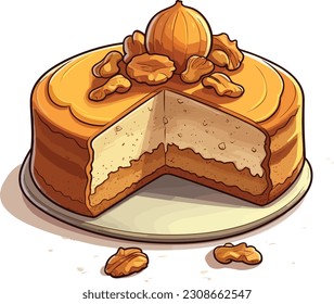 Pasteles y dulces vectoriales, tarta de caricatura, ilustración