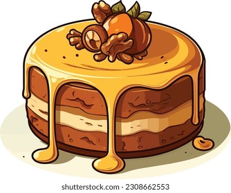 Pasteles y dulces vectoriales, tarta de caricatura, ilustración