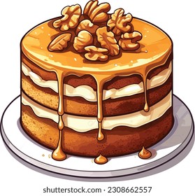 Pasteles y dulces vectoriales, tarta de caricatura, ilustración