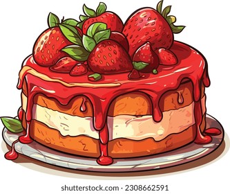 Pasteles y dulces vectoriales, tarta de caricatura, ilustración