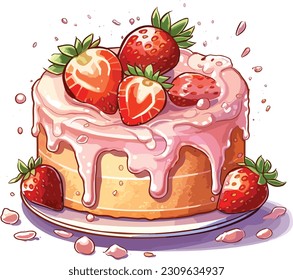 Pasteles y dulces vectoriales, tarta de caricatura, ilustración