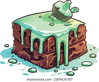 Pasteles y dulces vectoriales, tarta de caricatura, ilustración