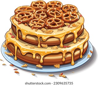Pasteles y dulces vectoriales, tarta de caricatura, ilustración