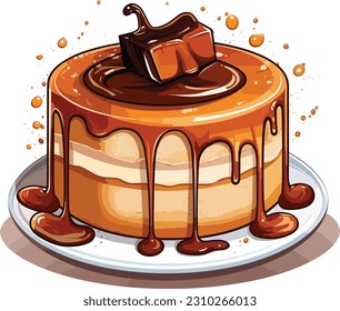 Pasteles y dulces vectoriales, tarta de caricatura, ilustración