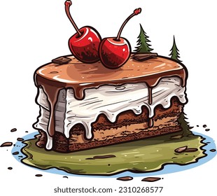 Pasteles y dulces vectoriales, tarta de caricatura, ilustración