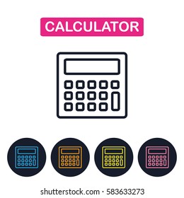 Vector calcuator  icon. Gaget image.  Simple thin line icon for websites, web design, mobile app, infographics.